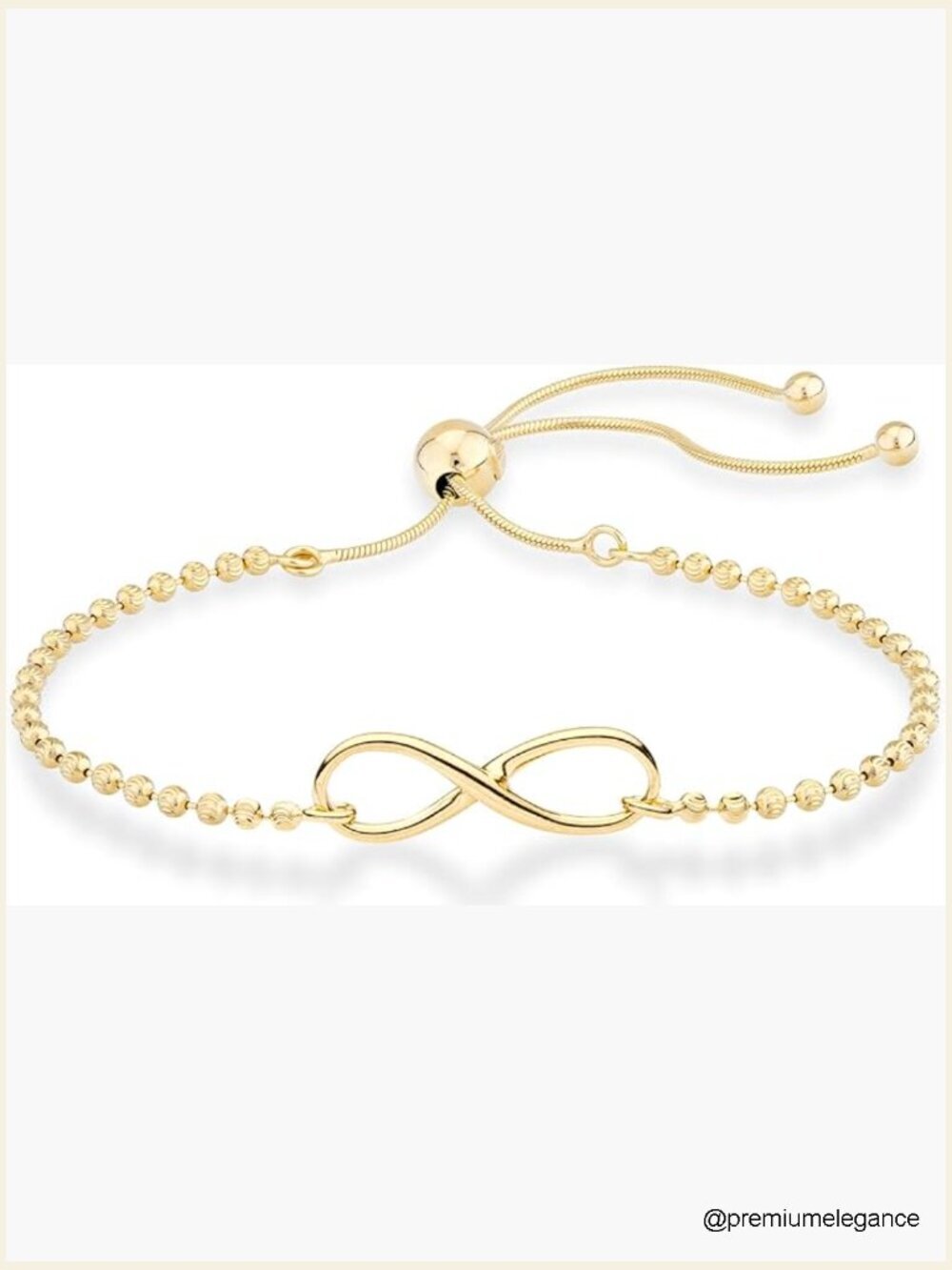 Adjustable Infinity Bolo Beaded Ball Chain Bracelet, Italy
